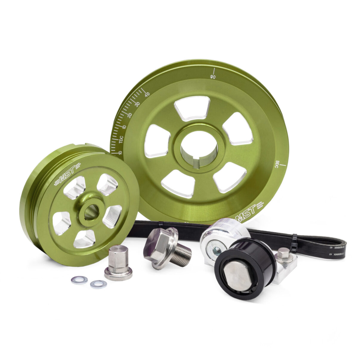 MST Renegade Serpentine Pulley Kit, Lime Green, Limebug Signature