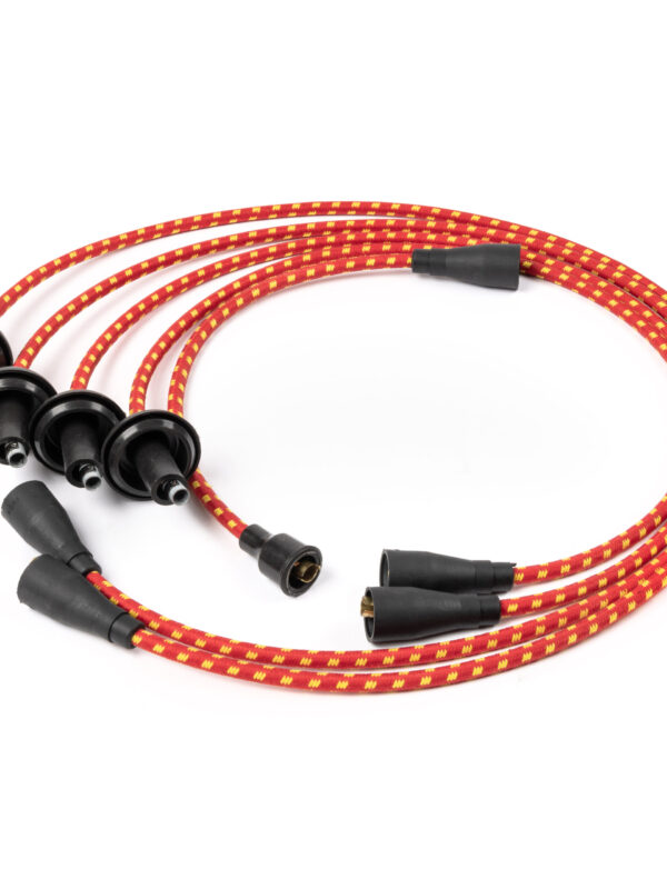 Type 1 009 / 034 Red Vintage Cotton Wrapped 7mm HT Ignition Leads