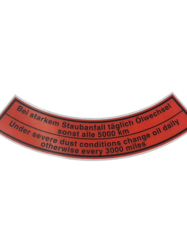 OE Sticker for Early Oil Bath Air Filter Orange