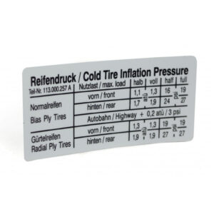 OE Sticker Tire Pressure