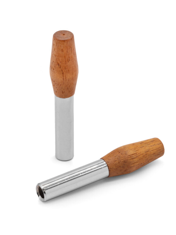 Chrome Door Lock Pins/ Knobs w/ Walnut Top, Pr