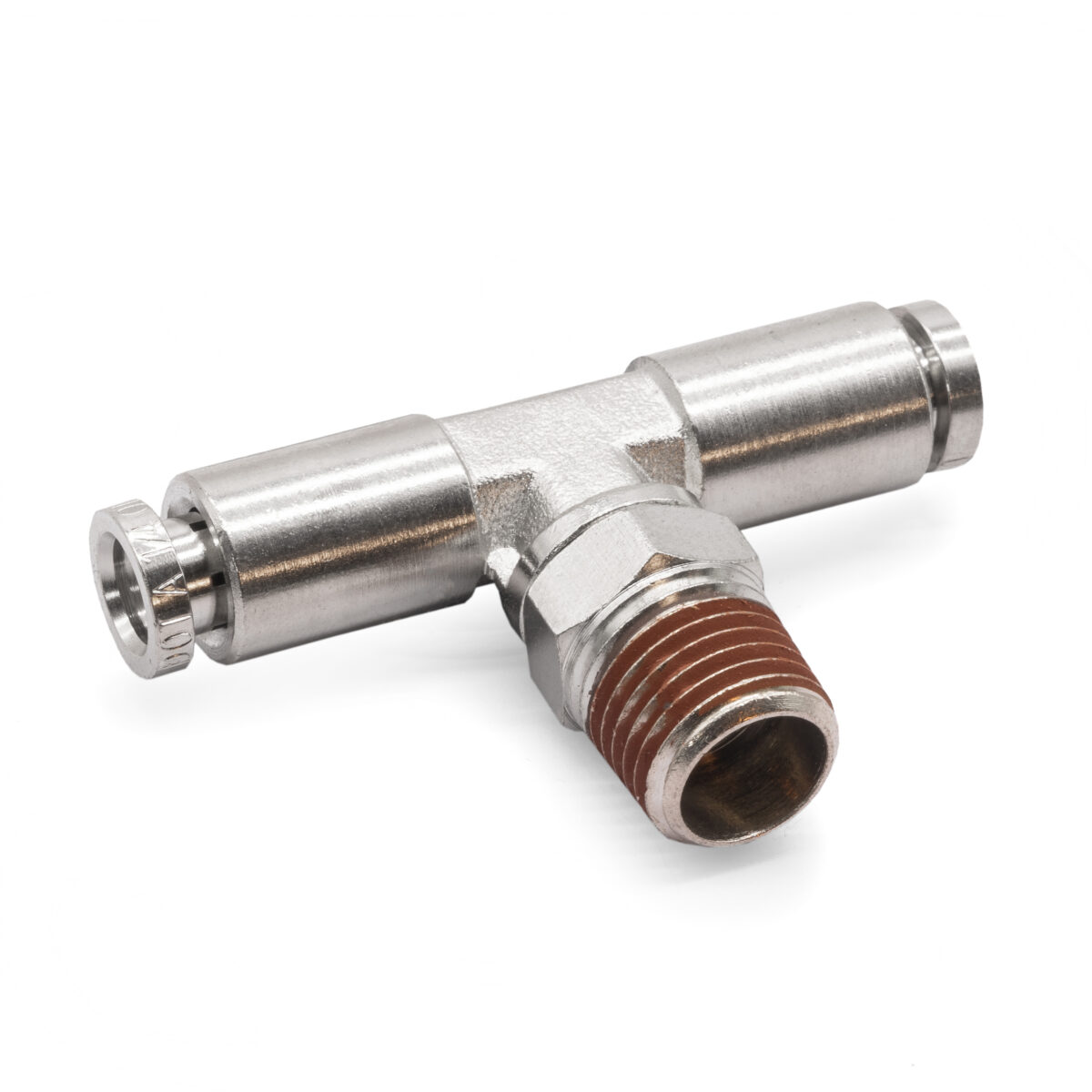 1/4" NPT(M) 1/4" to 1/4" Air Line Swivel T-Piece, DOT