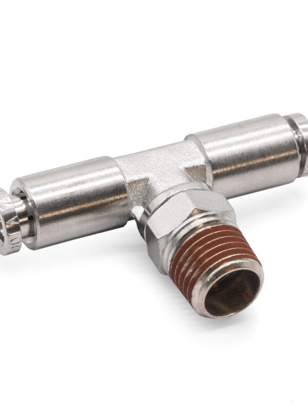 1/4" NPT(M) 1/4" to 1/4" Air Line Swivel T-Piece, DOT