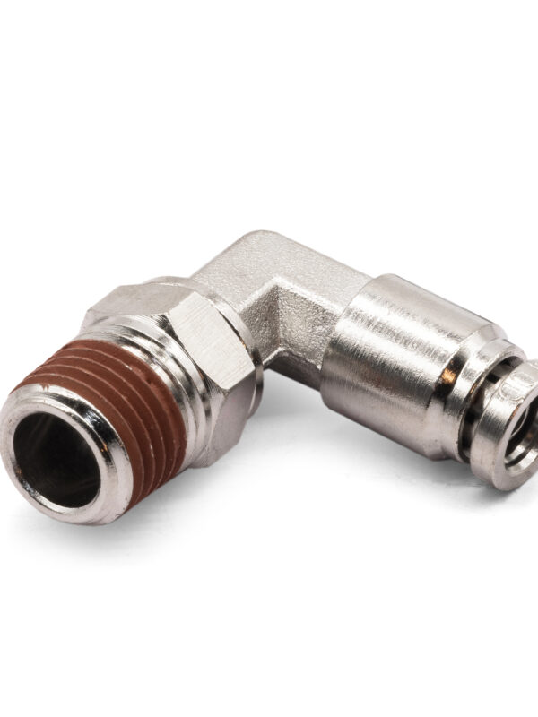 1/4" NPT(M) to 1/4" Air Line Push Connect 90 Degree Swivel Elbow Fitting, DOT
