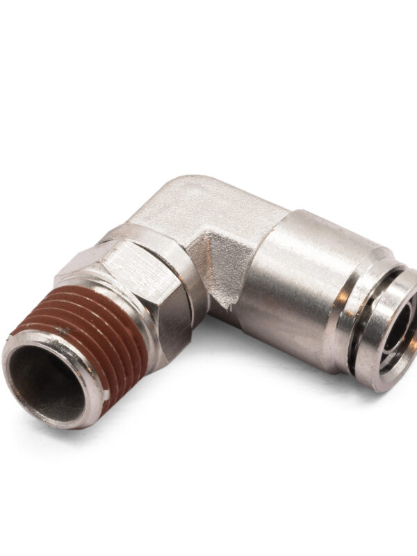 1/4" NPT(M) to 3/8" Air Line Push Connect 90 Degree Swivel Elbow Fitting, DOT