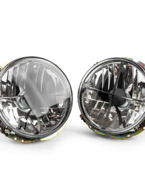 Headlight 7" Pair Light Lens Chrome Black Crosshairs Pair