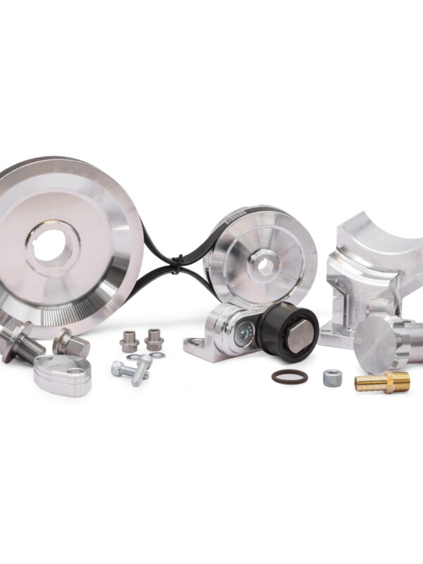 MST Serpentine Pulley Kit, Billet Alt / Gen Stand and Fuel Pump Block off Billet Bundle Kit, Silver