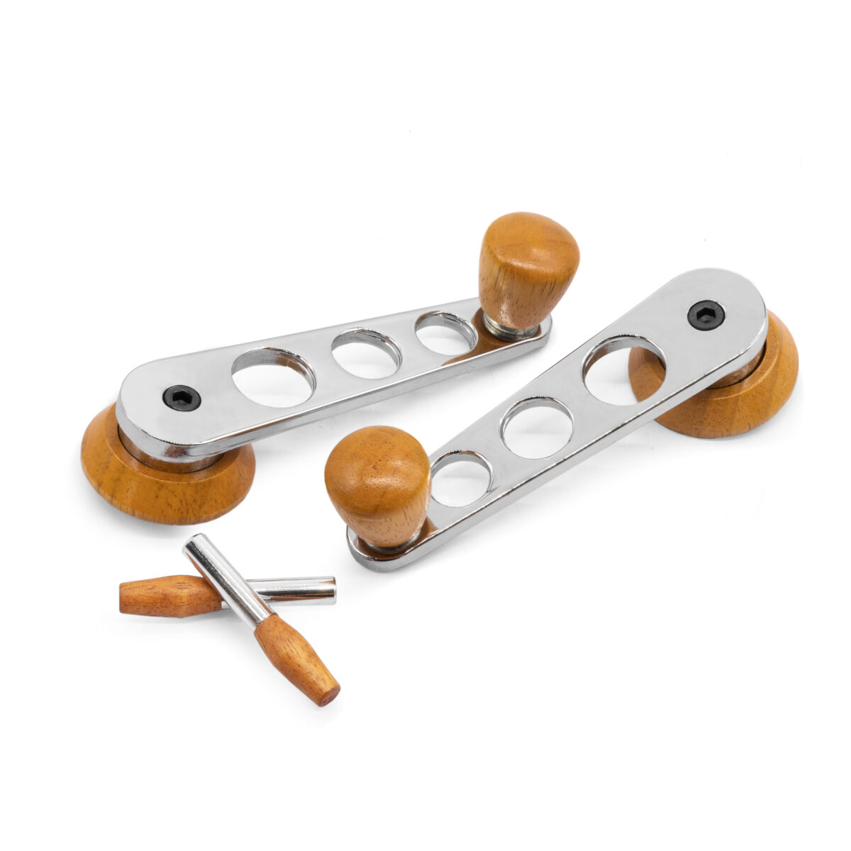 Chrome / Light Wood Window, Walnut Door Pin Bundle Kit