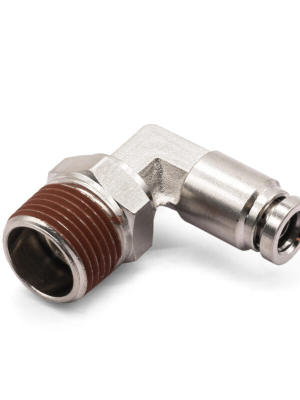 3/8" NPT(M) to 1/4" Air Line Push Connect 90 Degree Swivel Elbow Fitting, DOT