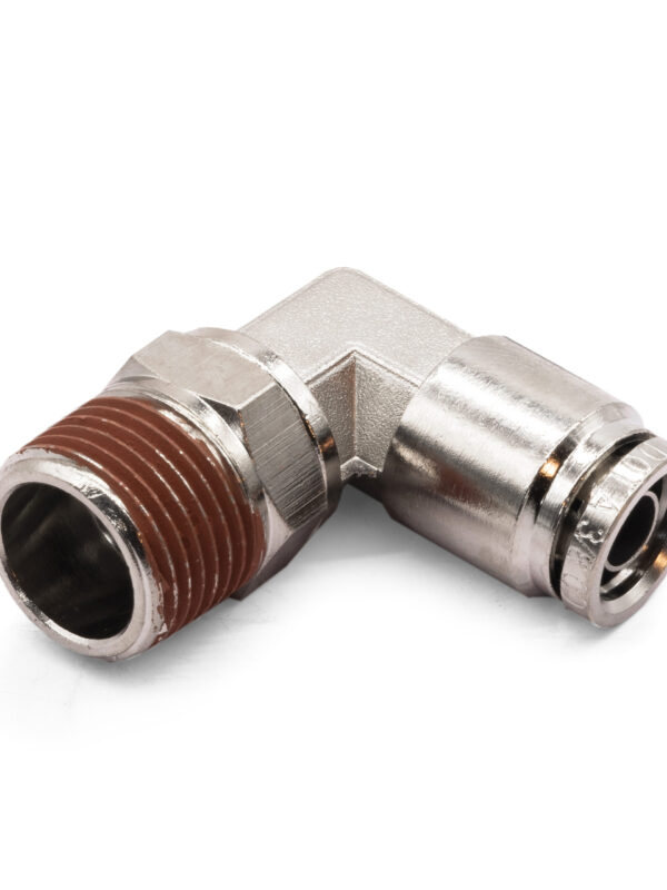 3/8" NPT(M) to 3/8" Air Line Push Connect 90 Degree Swivel Elbow Fitting, DOT