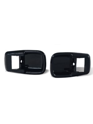 Black Door Inner Handle with Lock Lever Plate Cover Escutcheon, Pair