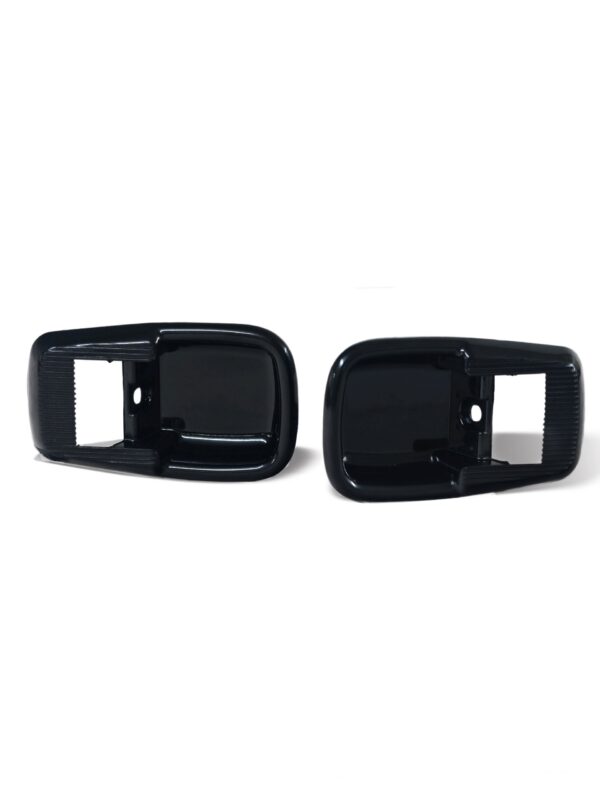Black Door Inner Handle with Lock Lever Plate Cover Escutcheon, Pair