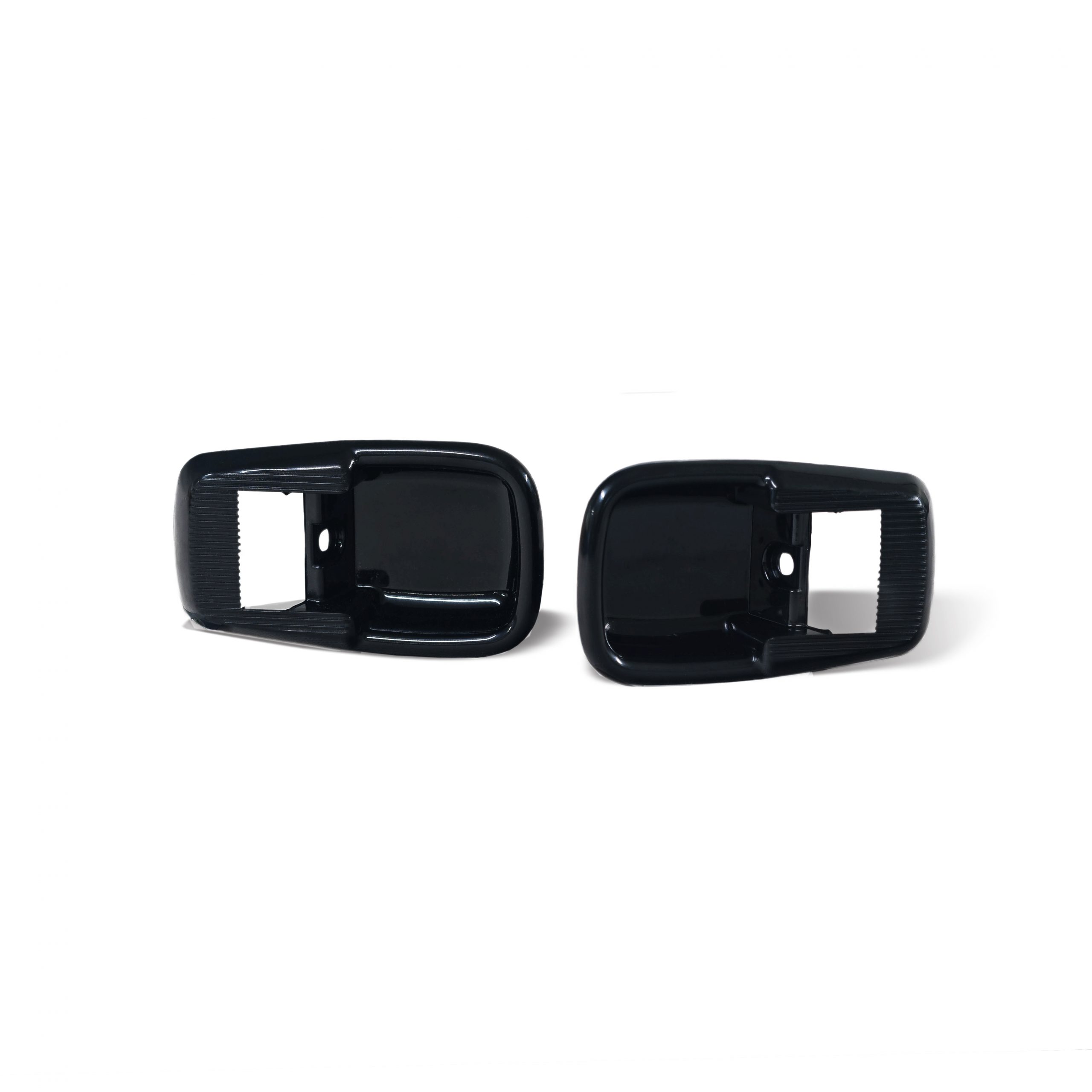Black Door Inner Handle with Lock Lever Plate Cover Escutcheon, Pair
