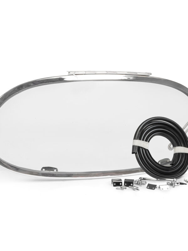 1953-57 Beetle Rear Oval Pop-out Safari Window Frame with Glass Kit