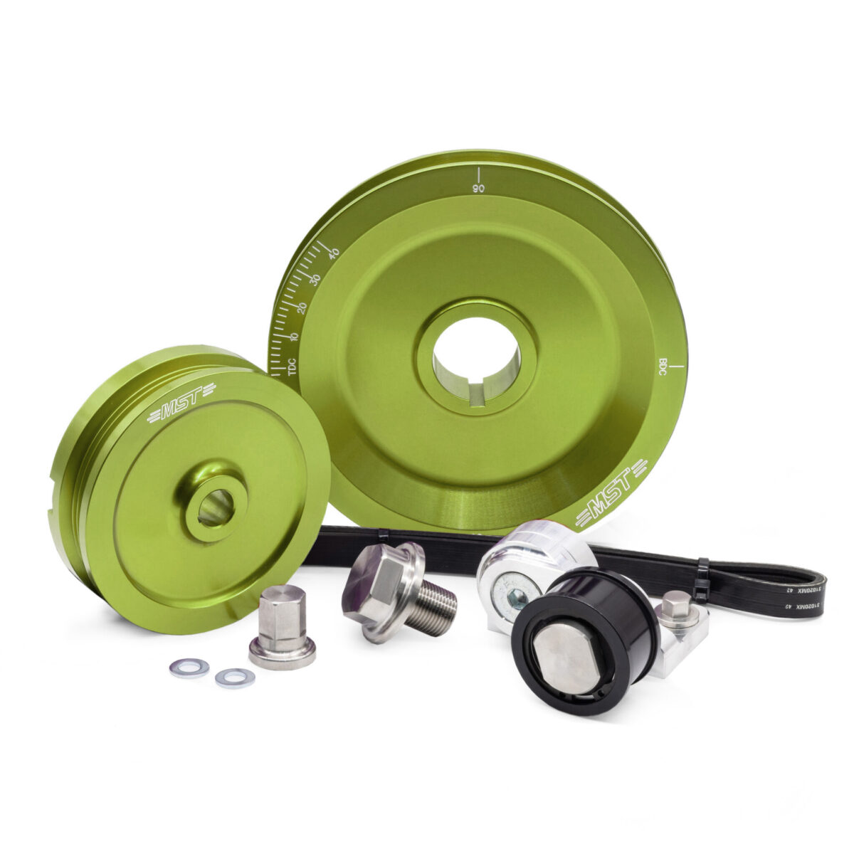 MST Solid Serpentine Pulley Kit, Lime Green