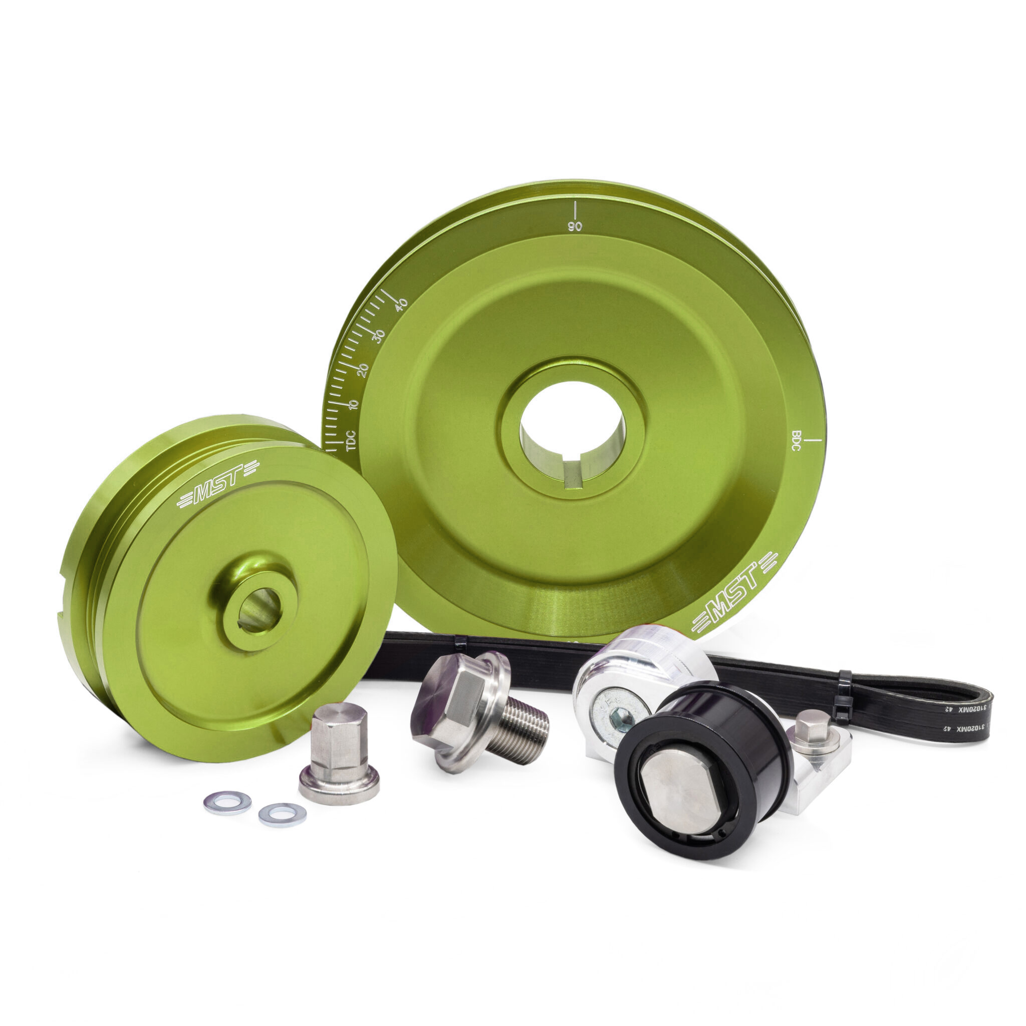 MST Solid Serpentine Pulley Kit, Lime Green