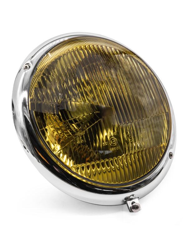 Headlight Assembly with Chrome Rim / Yellow Glass for LHD vehicle, each