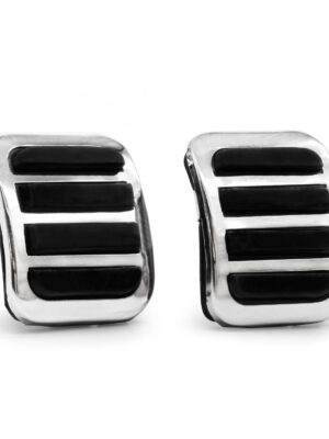 Custom Brake and Clutch Pedal Pad Set, Chrome w/ Black Rubber
