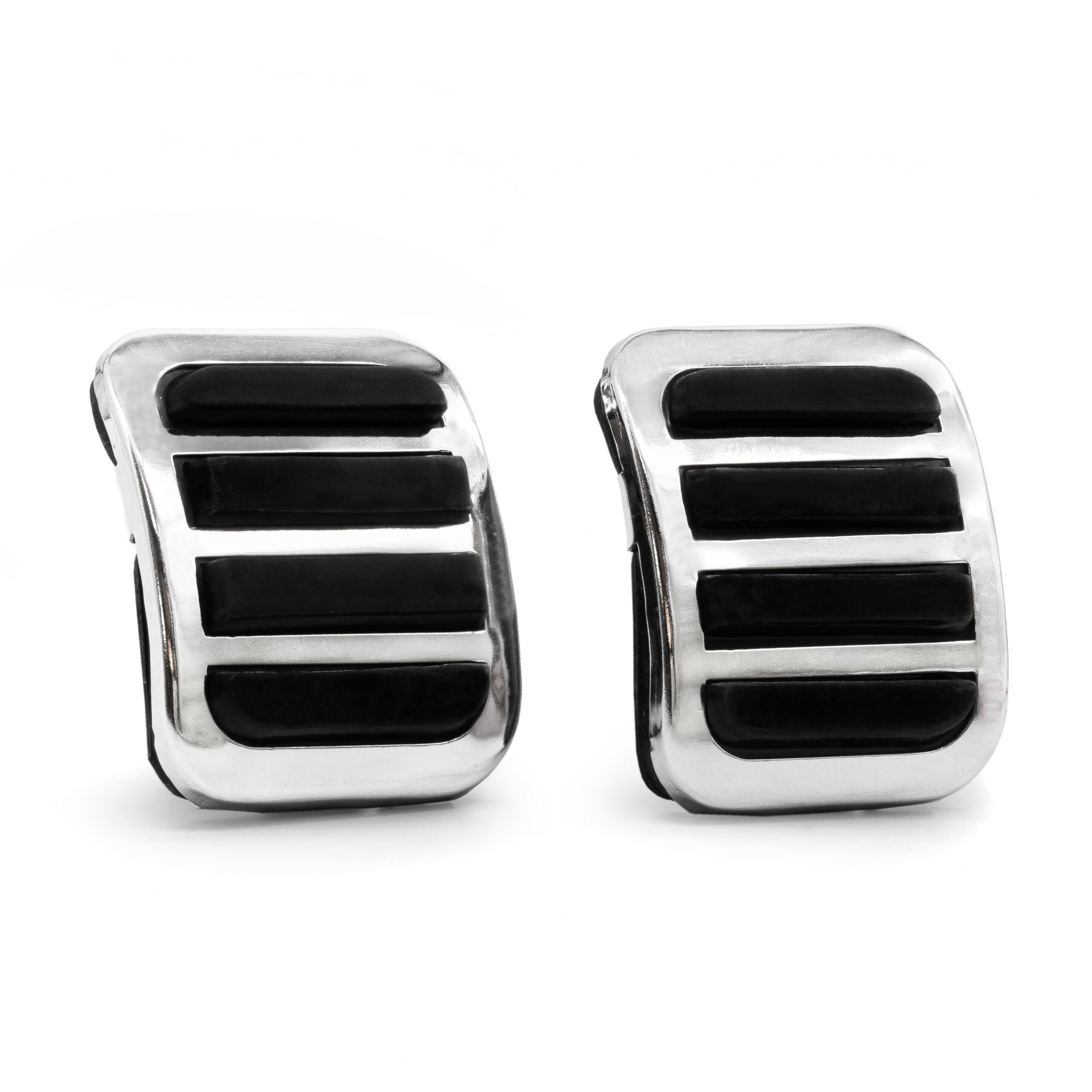 Custom Brake and Clutch Pedal Pad Set, Chrome w/ Black Rubber