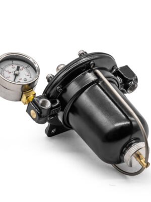 Malpassi 85mm Ultimate Black Filter King Fuel Pressure Regulator with Gauge, No Unions, Alloy Bowl