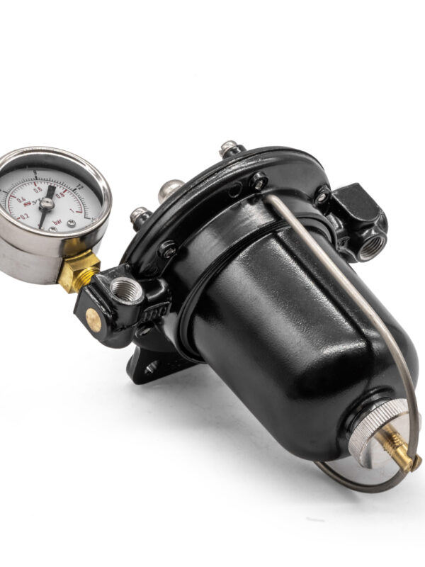 Malpassi 85mm Ultimate Black Filter King Fuel Pressure Regulator with Gauge, No Unions, Alloy Bowl