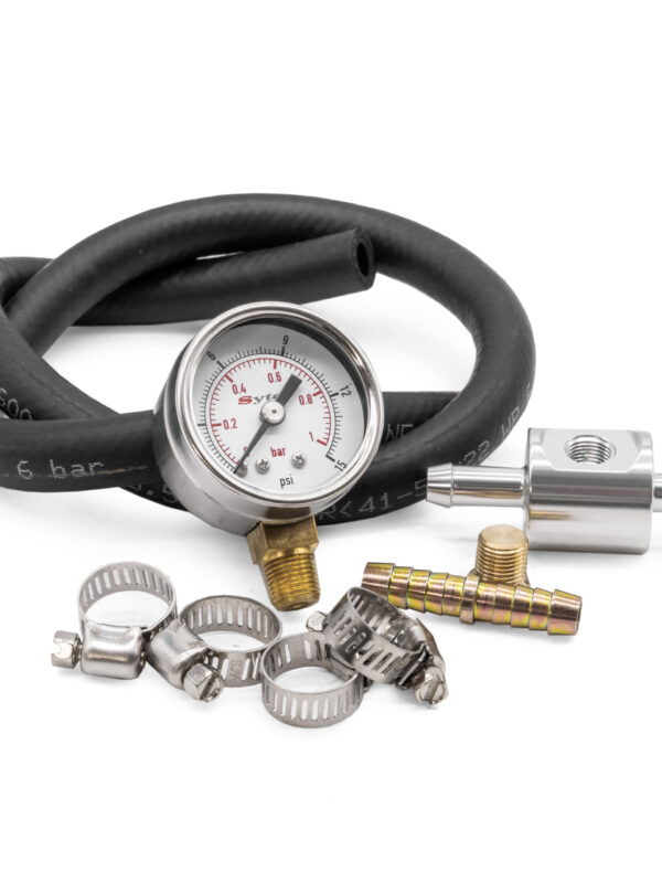 Malpassi In-Line Fuel Pressure Gauge Complete Kit, 0-15 PSI, with Line and Fittings