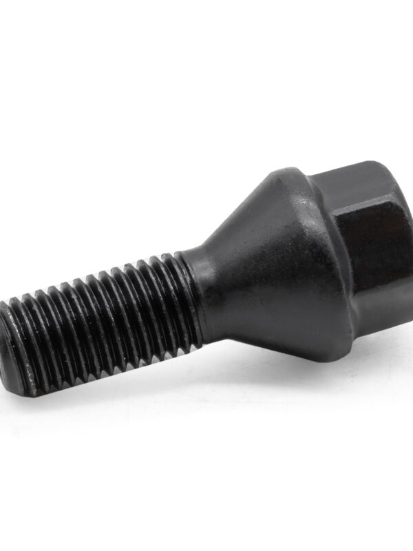 M12x1.5 Black Tapered Wheel Bolt 27mm