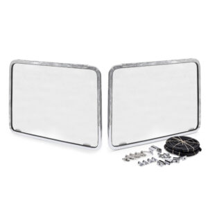 1955-67 Split Screen Chrome Front Safari Windows, Pair