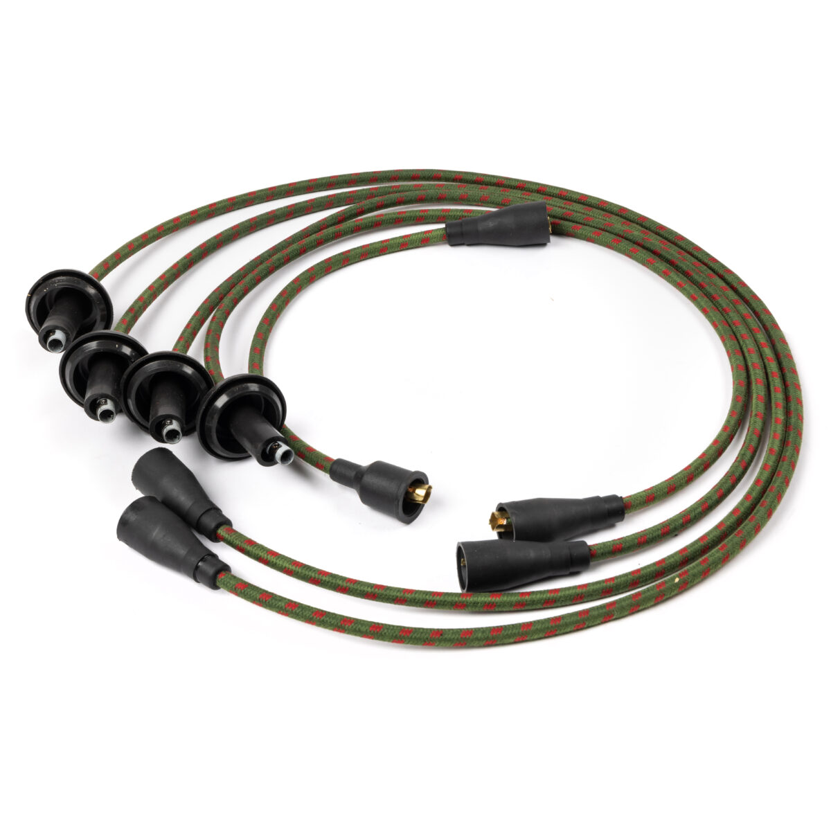 Type 1 009 / 034 Green Vintage Cotton Wrapped 7mm HT Ignition Leads