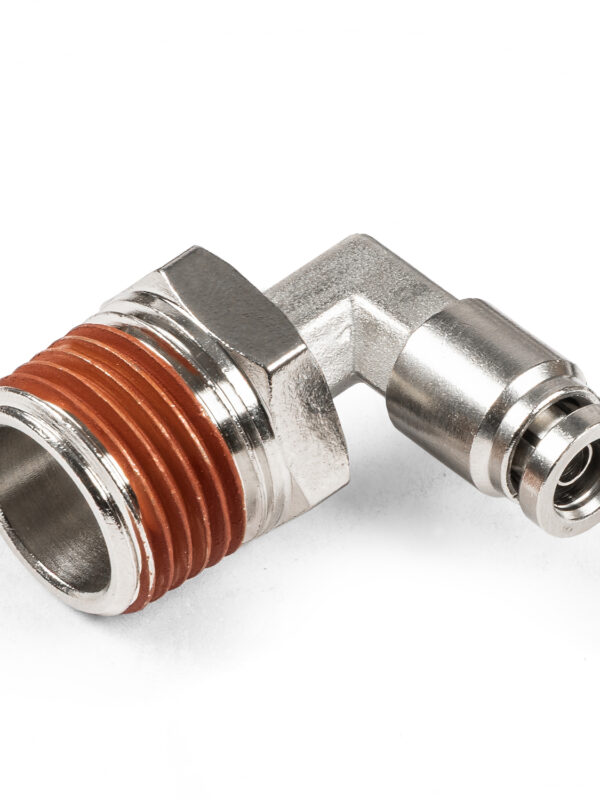 1/2" NPT(M) to 1/4" Air Line Push Connect 90 Degree Swivel Elbow Fitting, DOT
