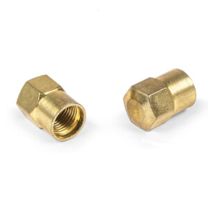 Gold Acorn Hex Nut Valve Caps, Pair