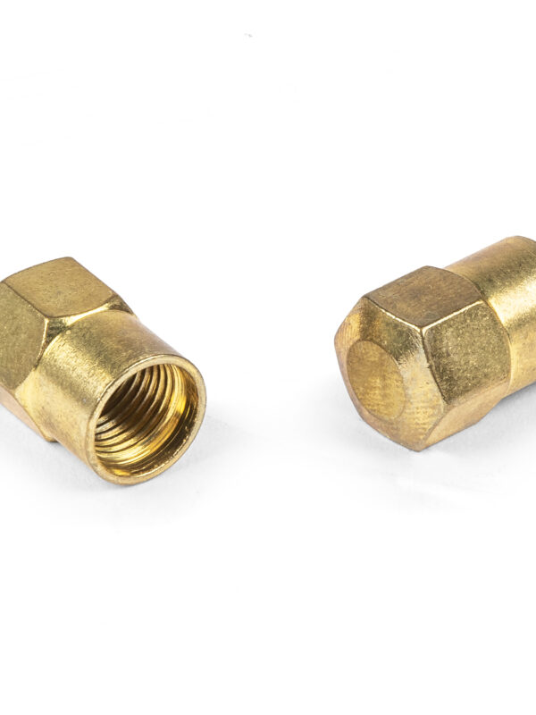 Gold Acorn Hex Nut Valve Caps, Pair