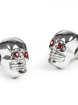 Chrome Skull Number License Plate Bolts, Pair