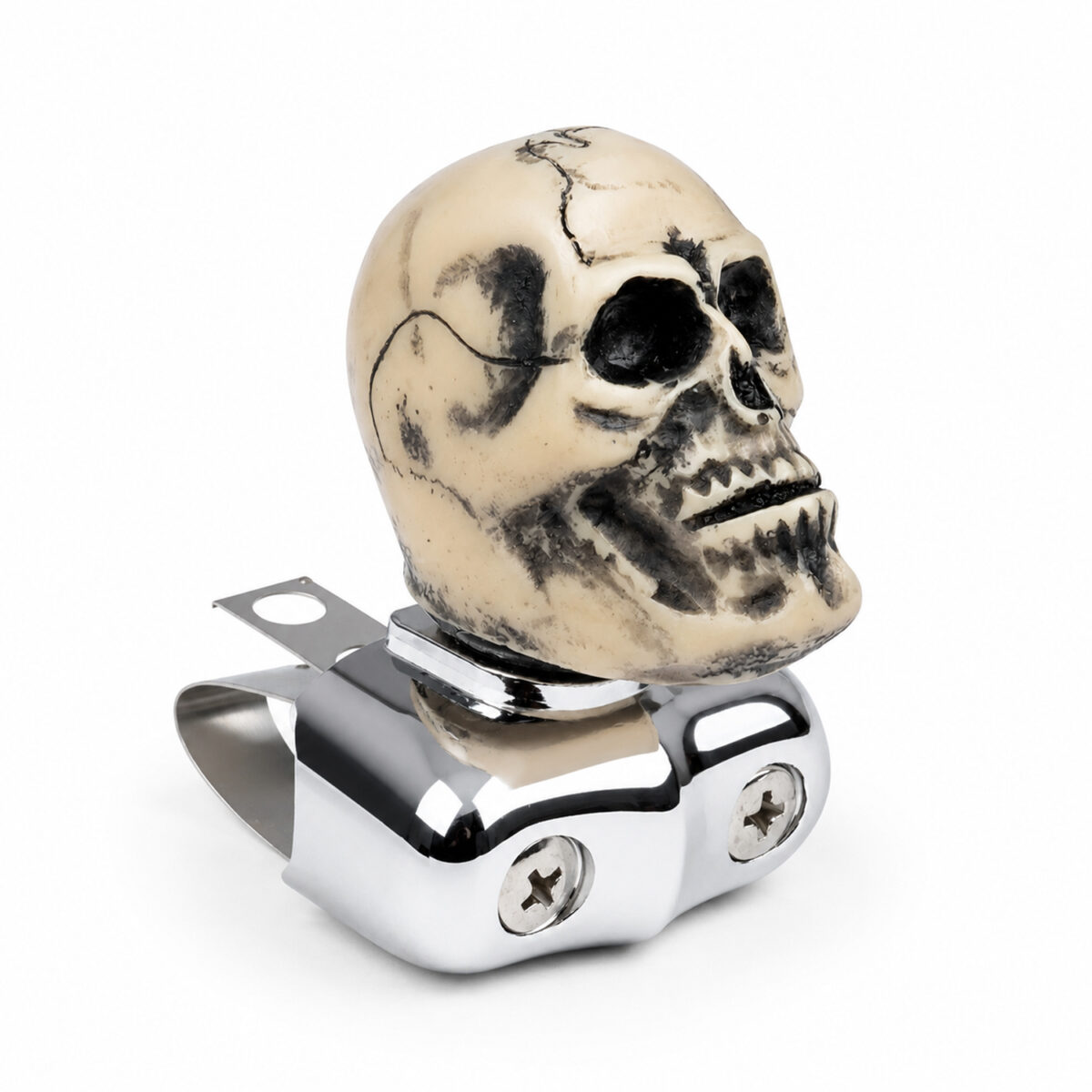Mooneyes White Brody Skull Steering Wheel Spinner