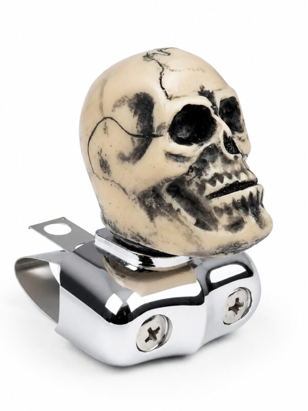 Mooneyes White Brody Skull Steering Wheel Spinner